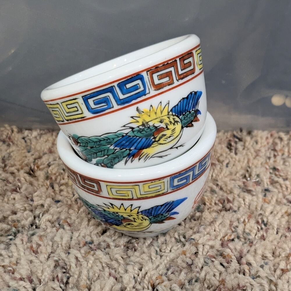 Louie Berkeley Chinese Tea Cups Dragon Phoenix Thick Restaurant Ware Vintage Set - Picture 7 of 7